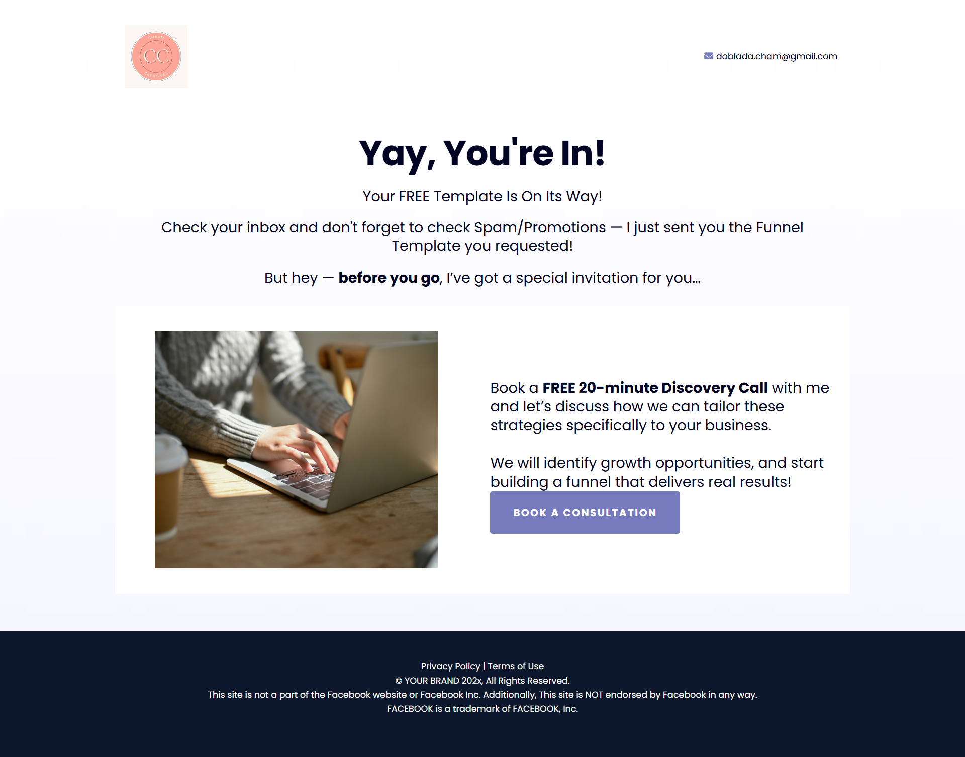 Yay, You're In — Thank You Page
